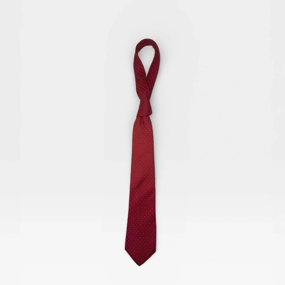 Guy Laroche Red and Blue Geometric 100% Silk Tie
